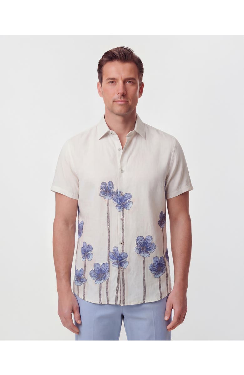 Lords of Harlech Crafty Floral Short Sleeve Fine Linen Shirt, Alternate, color, Crafty Floral Ivory