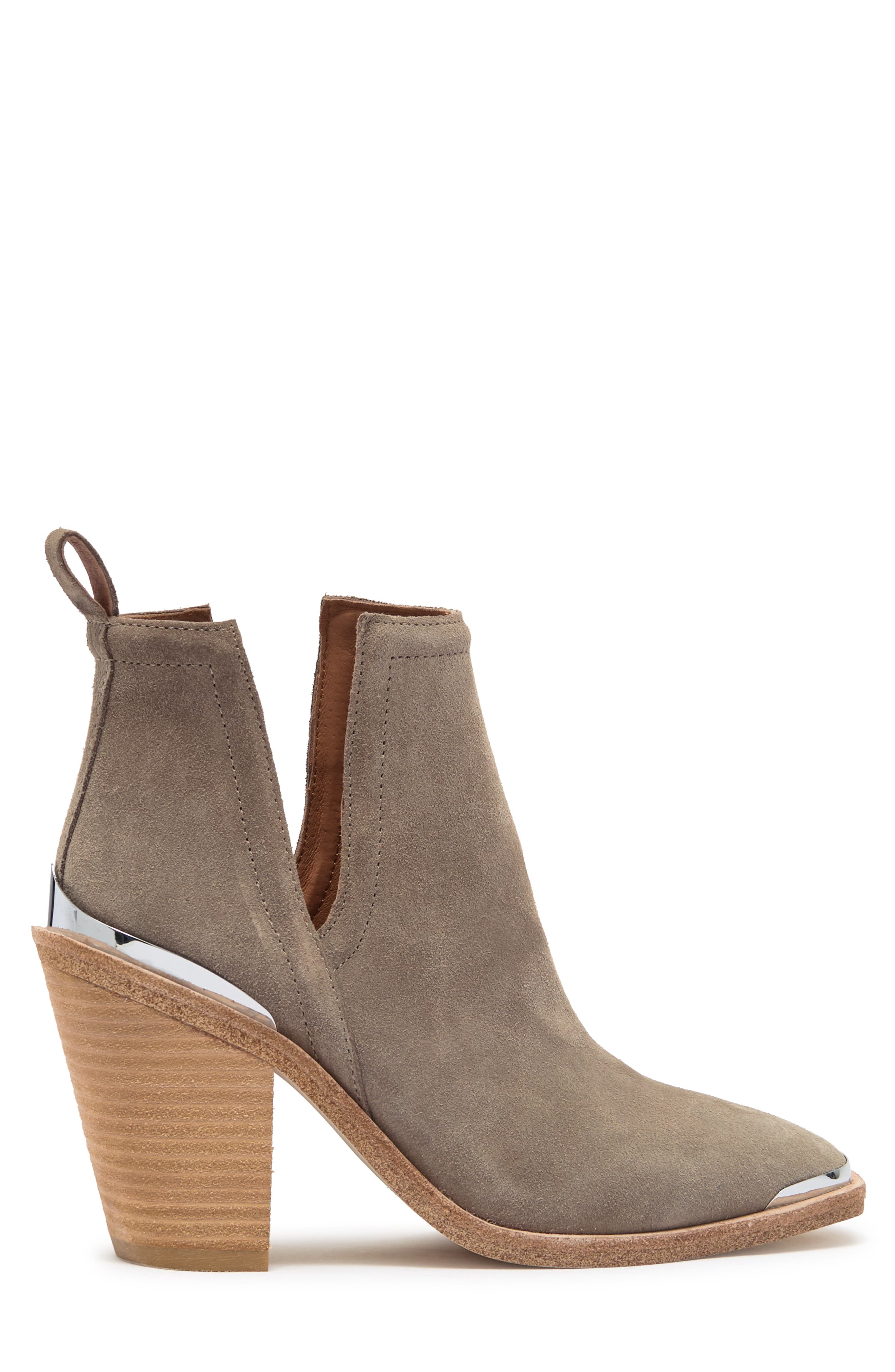 Leather Block Heel Ankle Western Boot, Alternate, color, TAUPE SUEDE