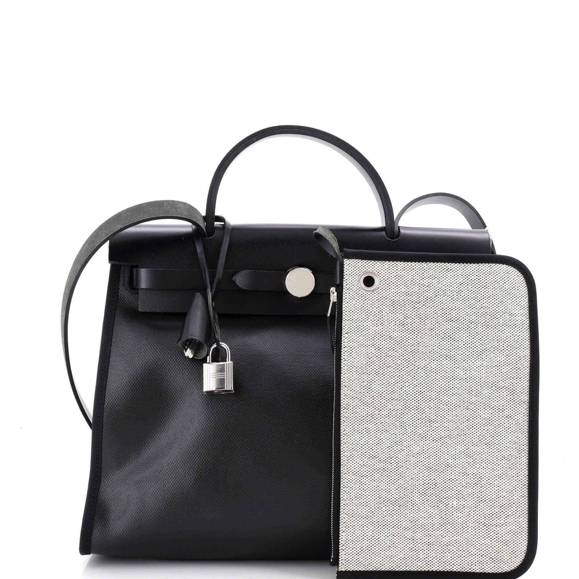 Pre-Owned Hermes Herbag Zip Berline Vache Canvas and Leather 31, Alternate, color, 