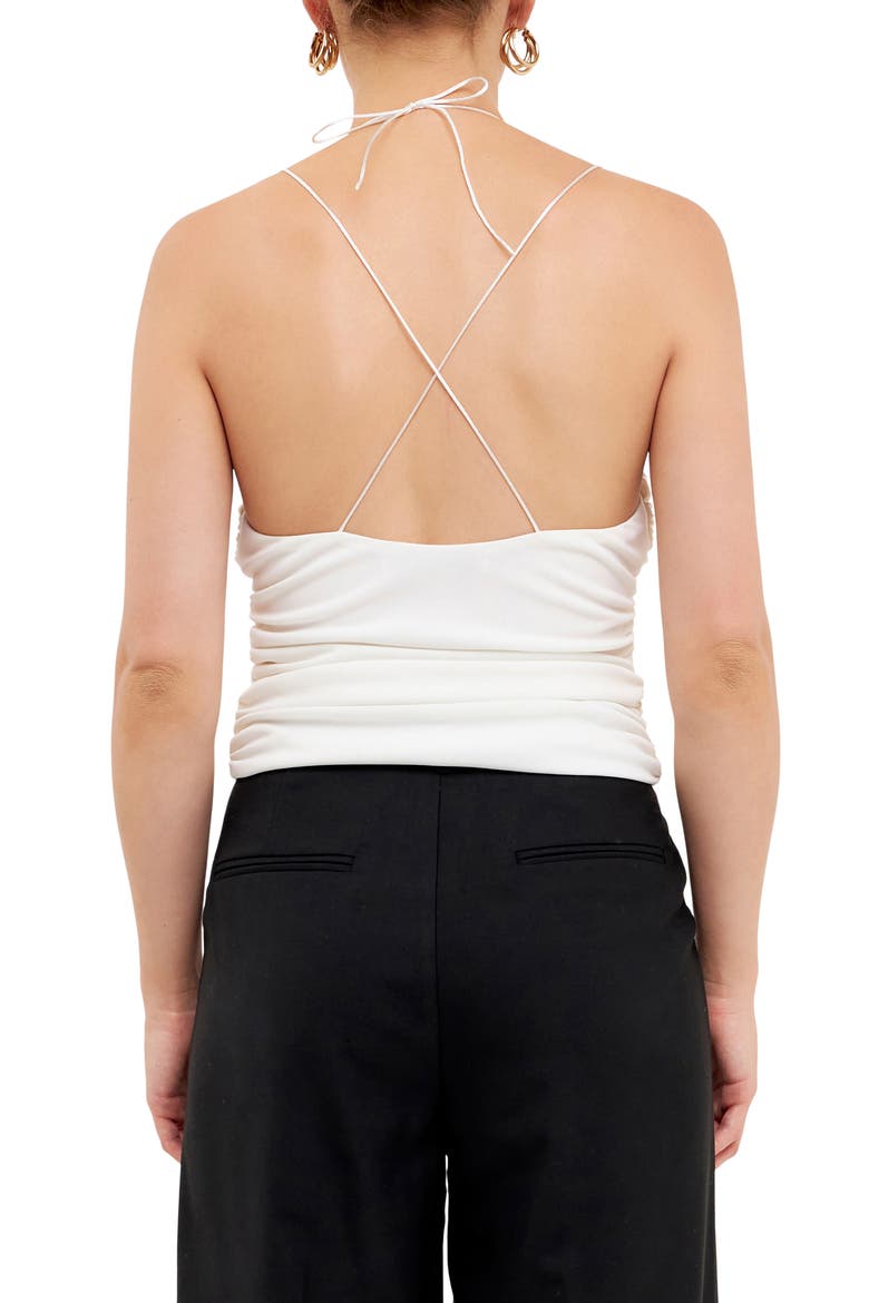 Ruched Keyhole Cutout Camisole, Alternate, color, IVORY