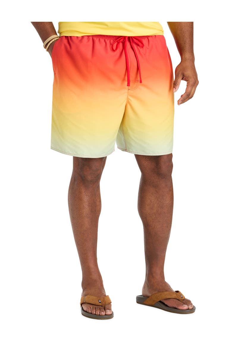 Big & Tall Ombré Printed Swim Trunks, Main, color, ORANGE MULTI