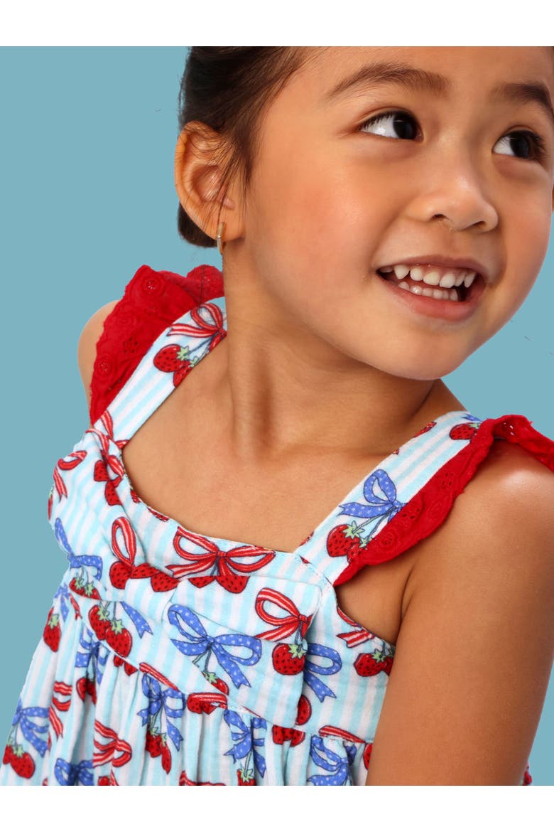 Cotton Gauze Flutter Bow Woven Dress, Alternate, color, Berries & Bows