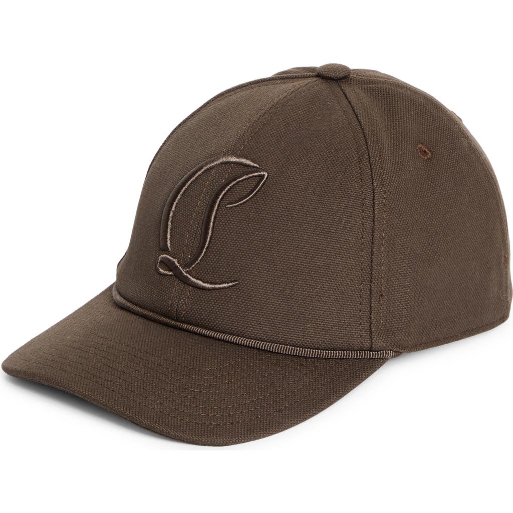 Christian Louboutin Mooncrest Adjustable Canvas Baseball Cap In Brown
