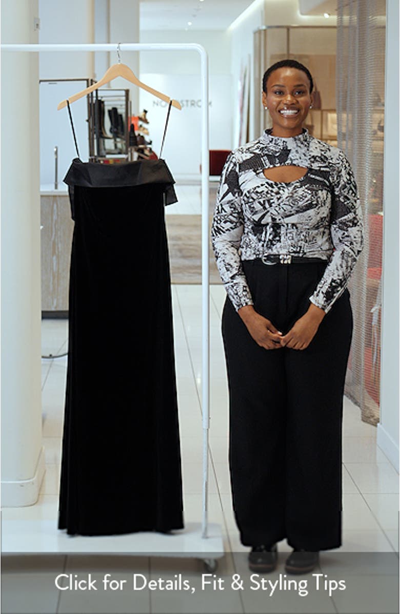 Back Bow Strapless Velvet Gown, sales video thumbnail