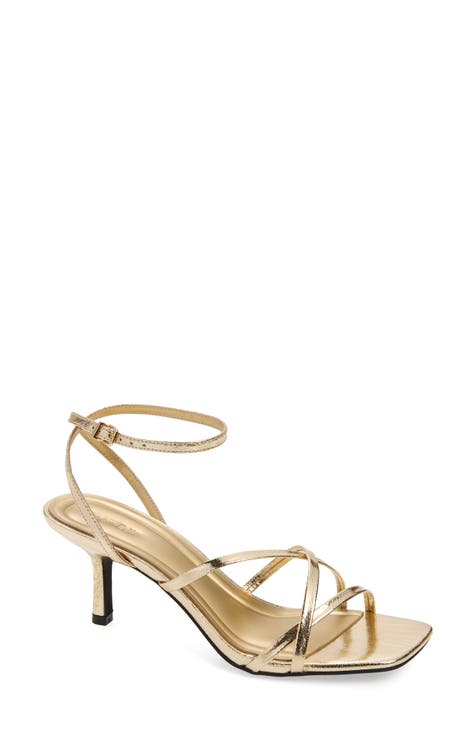 Ladies gold shops strappy sandals