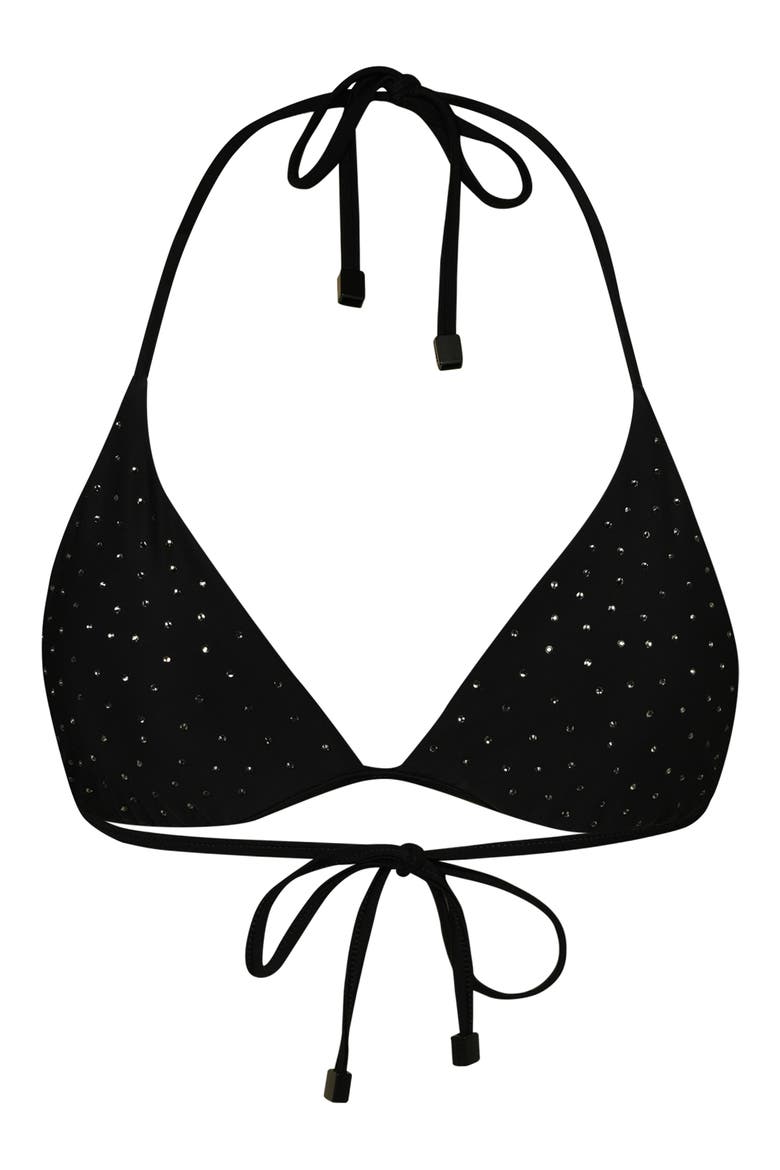 Annabelle Shine Triangle Bikini Top, Alternate, color, BLACK