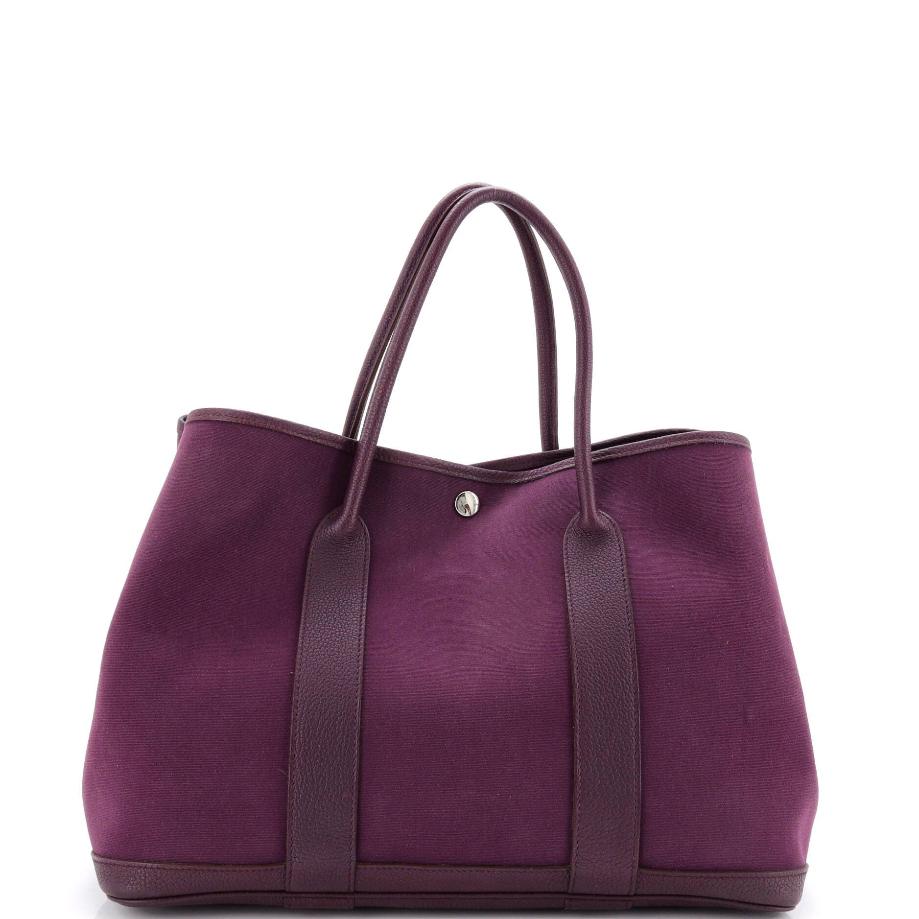 Pre-Owned Hermes Garden Party Tote Toile and Leather 36, Alternate, color, Cassis