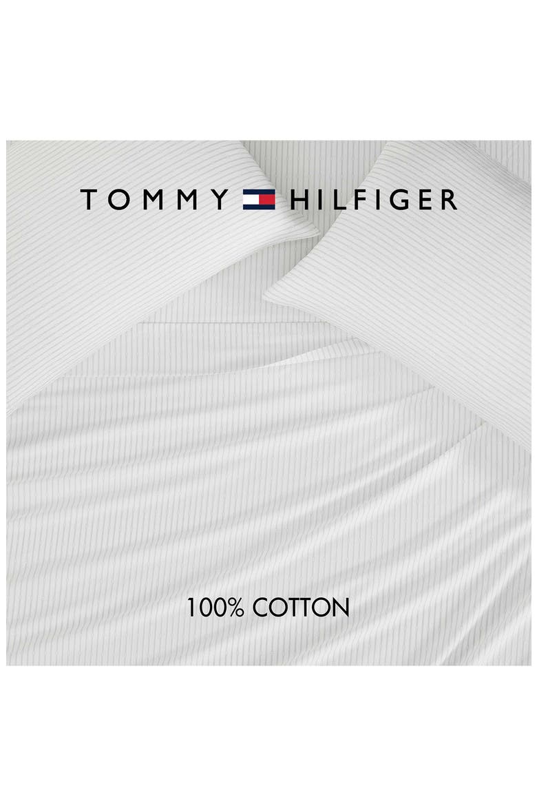Monogram Stripe Cotton Percale Sheet Set, Alternate, color, ROCKY GREY