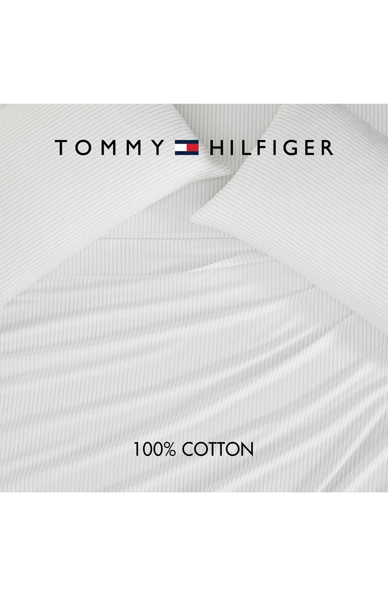 Tommy Hilfiger Monogram Stripe Cotton Percale Sheet Set, Alternate, color, Rocky Grey