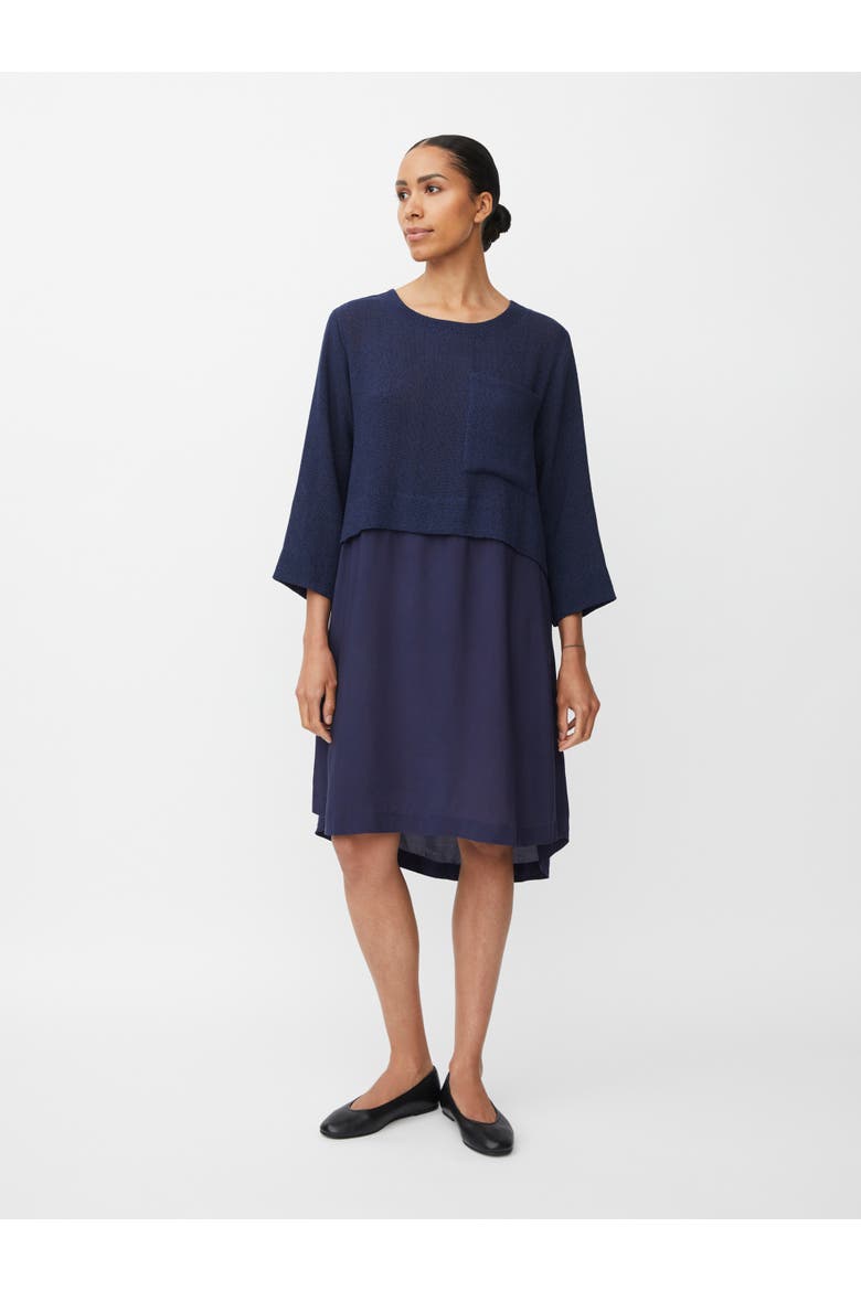 MaNonah 3/4 Sleeve Layered Midi Dress, Main, color, Navy Blazer