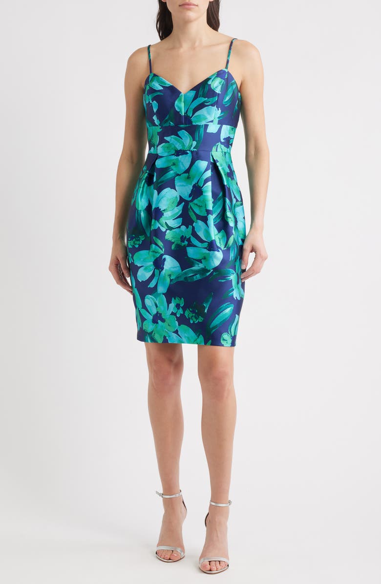 Eliza J Floral Sheath Dress, Main, color, Navy Multi