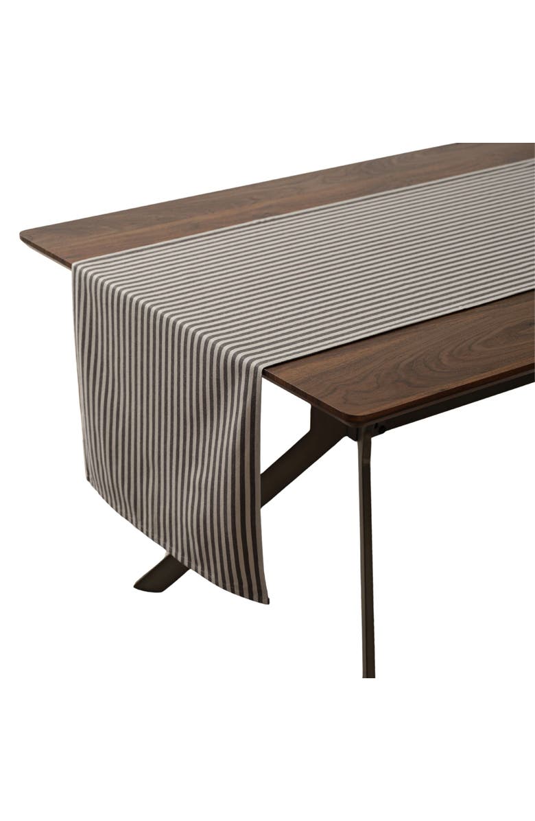 Meema Cloth Table Runner, Main, color, Striped - Charcoal