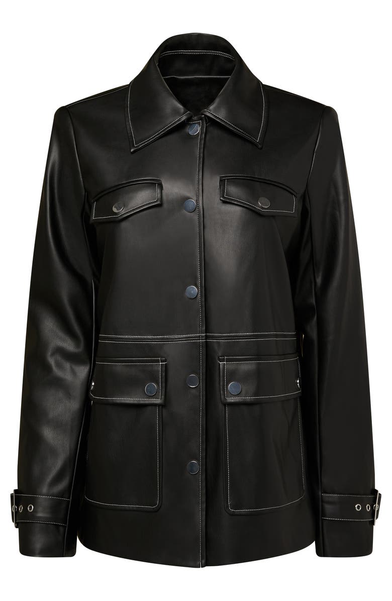 WeWoreWhat Faux Leather Shirt Jacket, Main, color, 