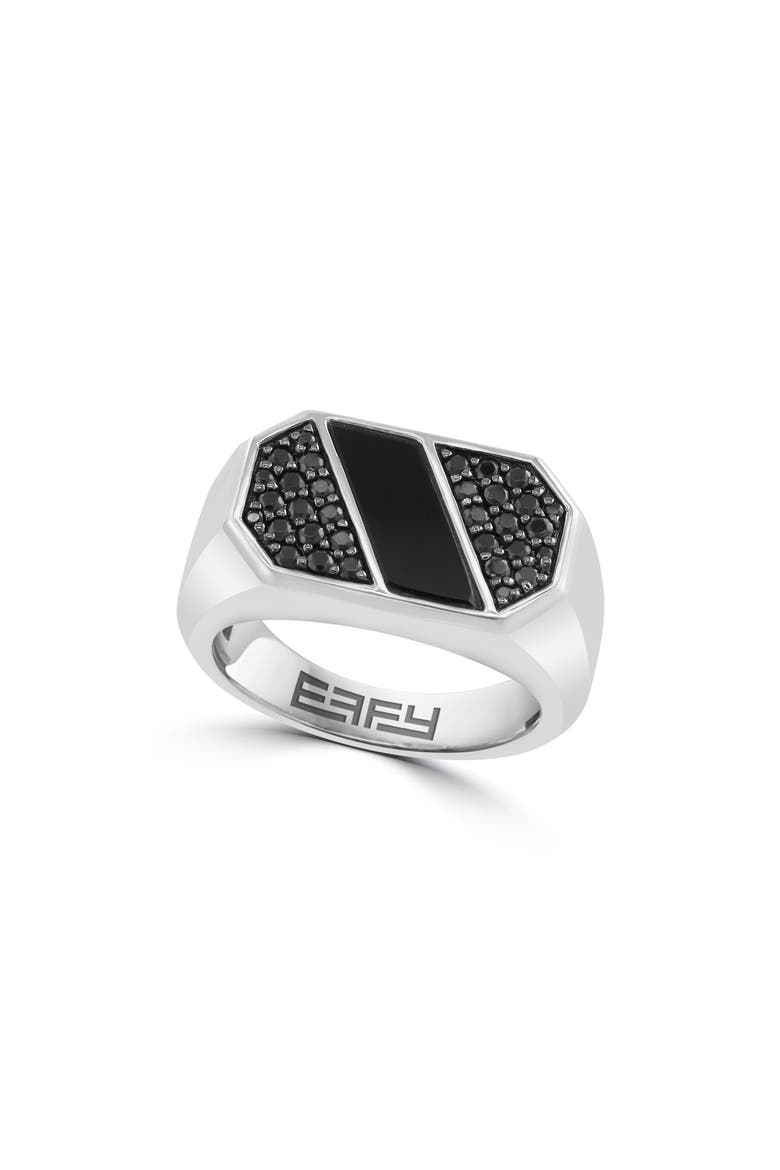 Sterling Silver Black Spinel & Onyx Ring, Main, color, BLACK