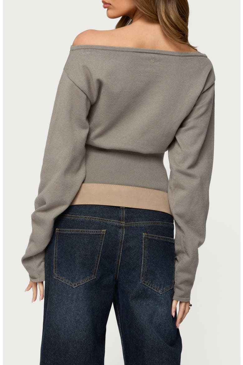 Carmela Iridescent Button Off the Shoulder Sweater, Alternate, color, OLIVE
