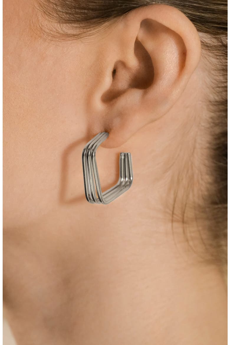 Davina Square Triple Hoop Earrings, Alternate, color, SILVER