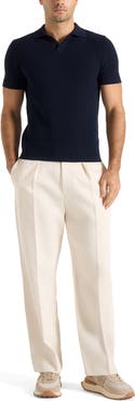 Manière De Voir Rowen Textured Knit Revere Polo Shirt