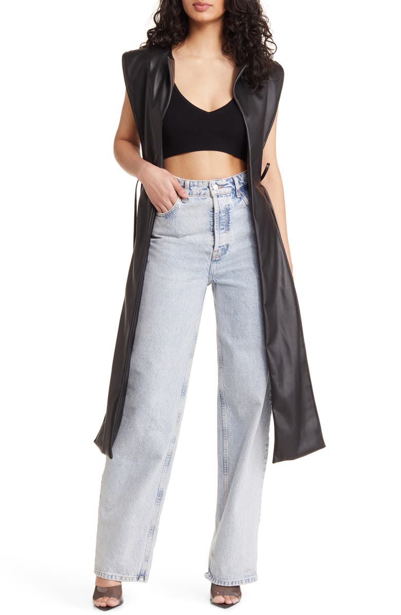 AZALEA WANG High-Low Faux Leather Vest, Main, color,