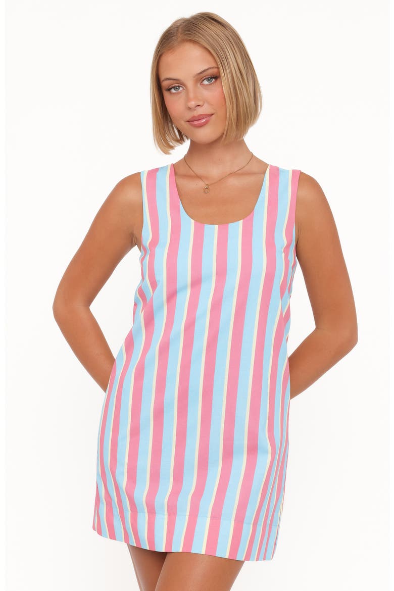 Benito Striped Cotton Minidress, Alternate, color, AQUA PINK STRIPE