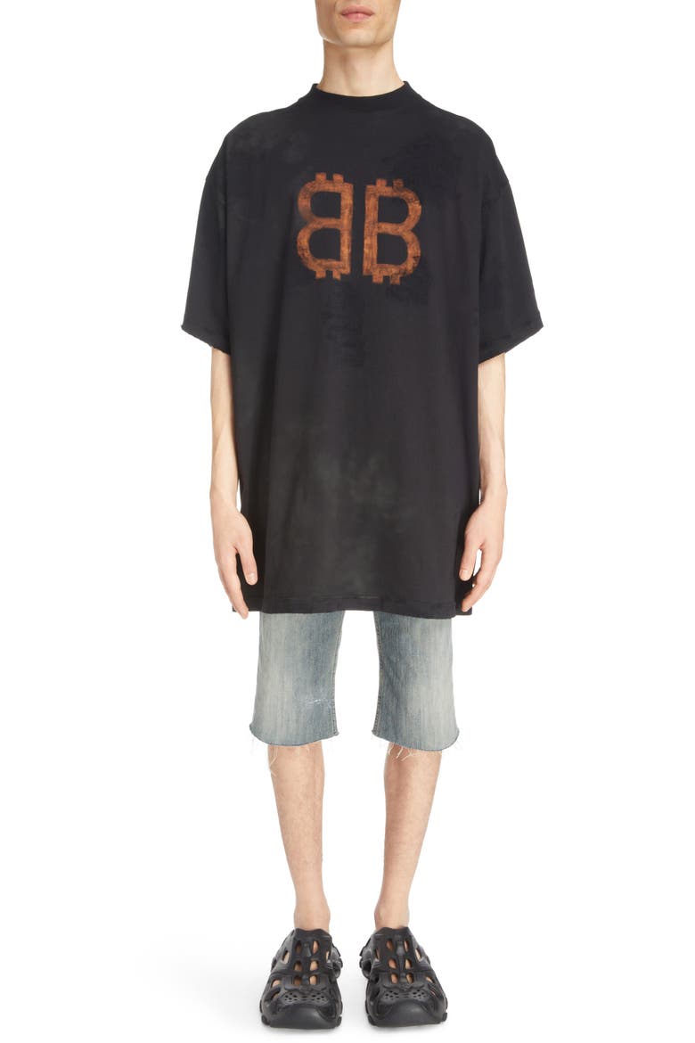 Crypto Logo Oversize Graphic T-Shirt, Alternate, color, WASHED BLACK