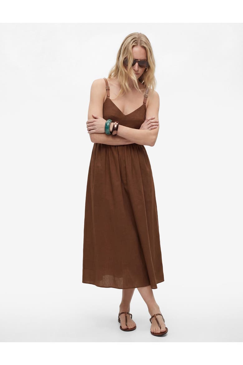 V-Neck Sleeveless Maxi Dress with Adjustable Straps, Alternate, color, BROWN