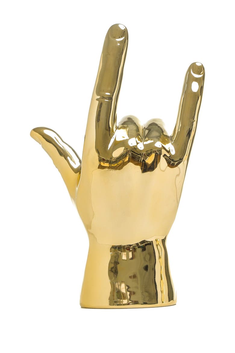 Plus Gold I Love You Hand Tabletop Decor - 9" Tall, Alternate, color, GOLD
