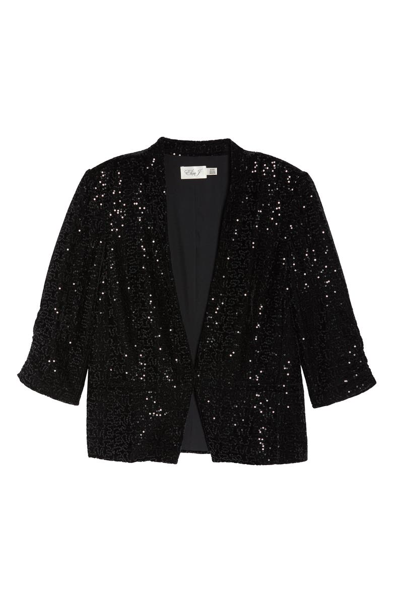 Eliza J Sequin Ruched Sleeve Blazer, Alternate, color, 