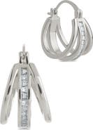 Sterling Forever Concepcion Triple Row Cubic Zirconia Hoop Earrings