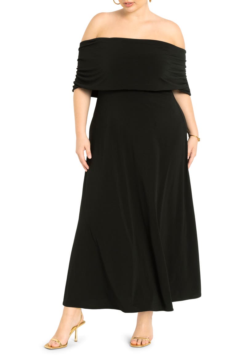 Off The Shoulder Maxi Dress, Main, color, BLACK ONYX
