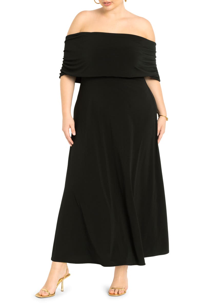 ELOQUII Off the Shoulder Dress, Main, color,
