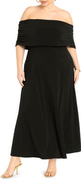 ELOQUII Off The Shoulder Maxi Dress