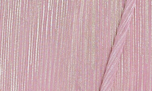 Siena Long Sleeve Foiled Woven Faux Wrap Dress In Pink/gold