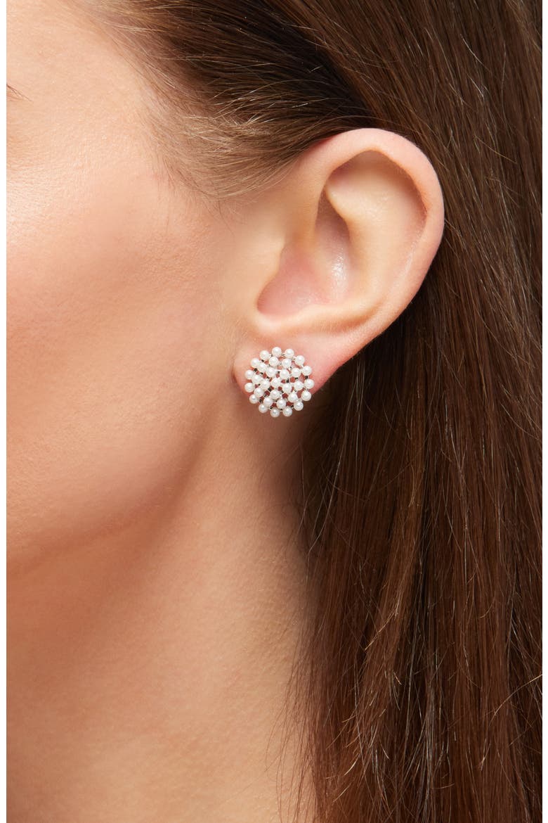 The Perfect Gift Faux Pearl Stud Earrings, Alternate, color, RHODIUM