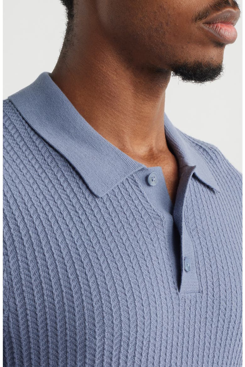 Textured Short Sleeve Polo Sweater, Alternate, color, GREY FOLKSTONE
