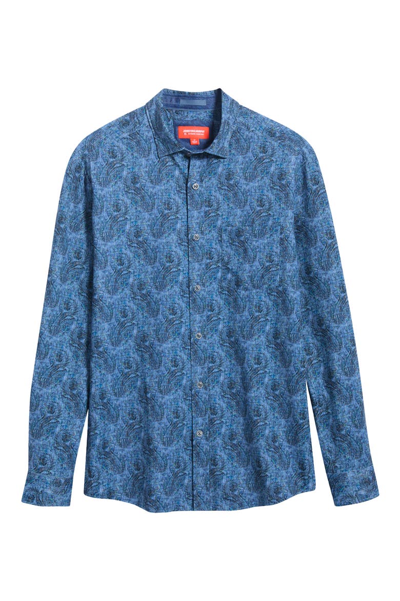 XC+™ Motion Paisley Knit Button-Up Shirt, Main, color, BLUE/ NAVY