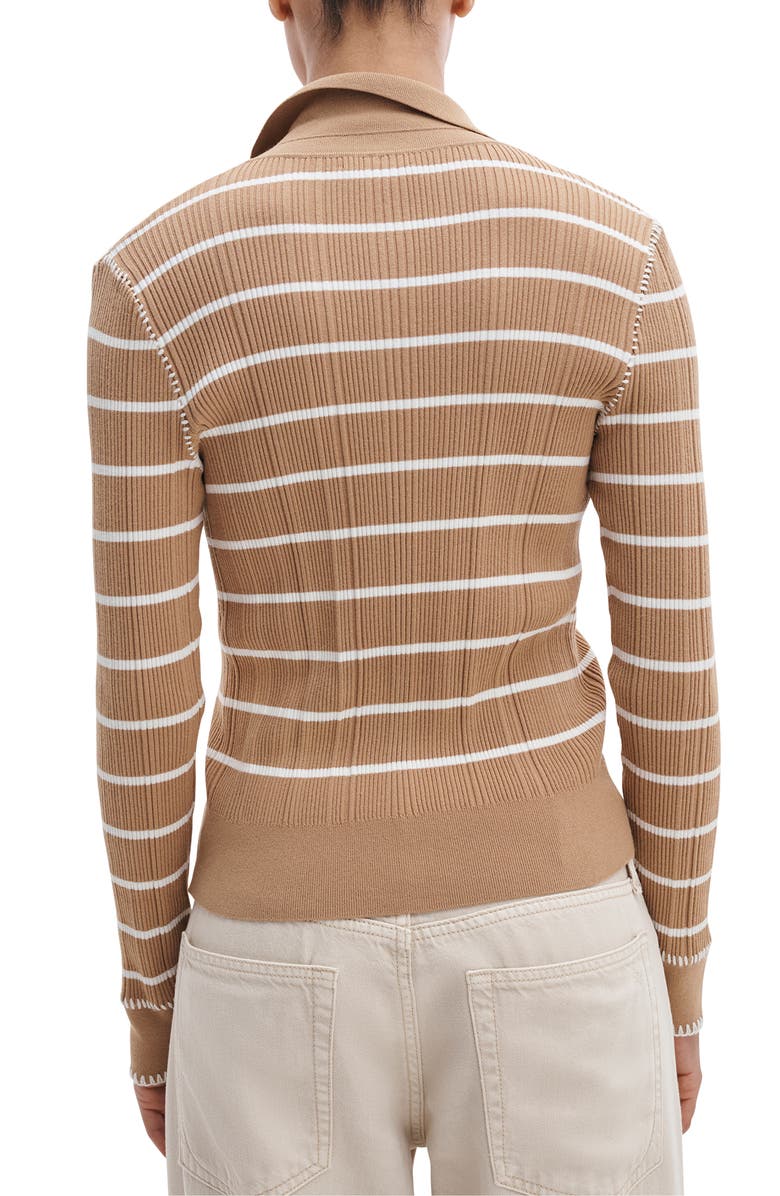 rag & bone Harper Stripe Cardigan, Alternate, color, Camel