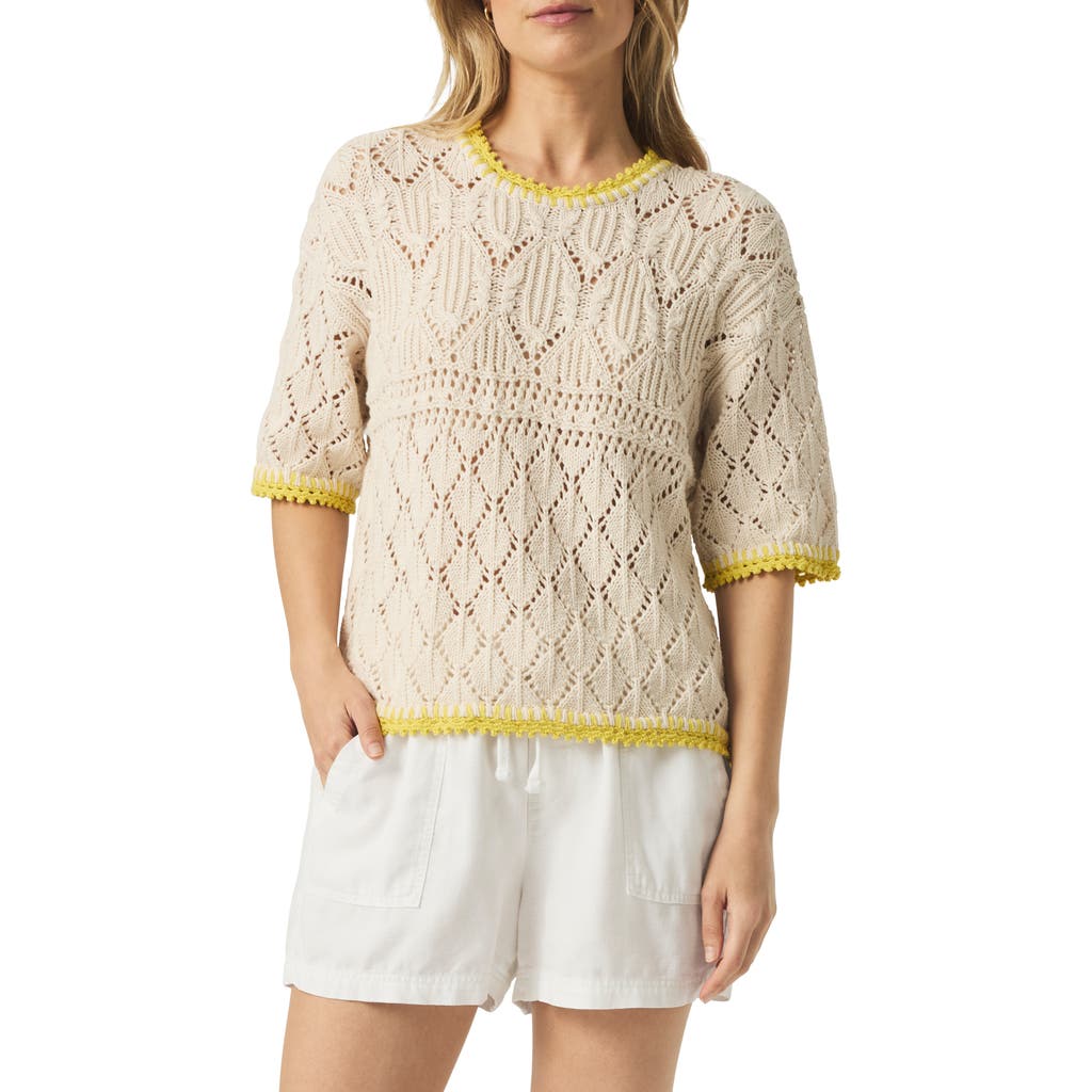 Splendid Keke Crochet Trim Pointelle Sweater