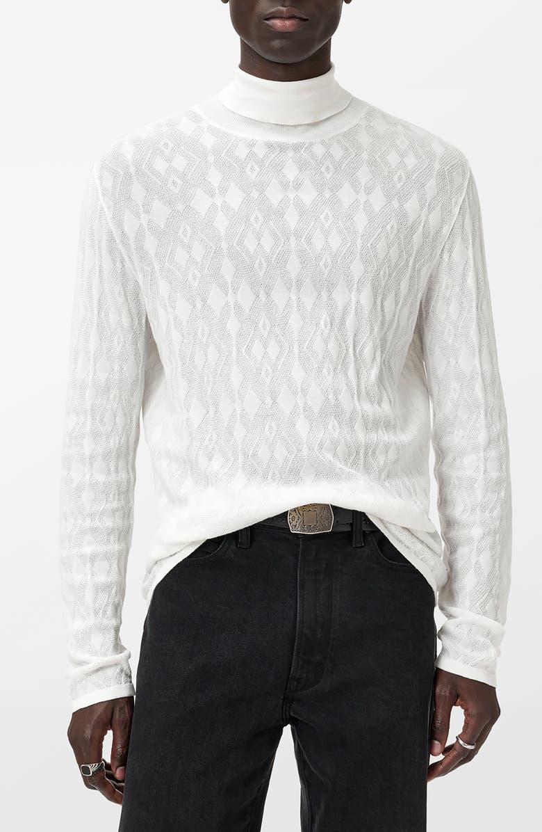 John Varvatos Alistair Broken Argyle Turtleneck Sweater, Main, color, Salt