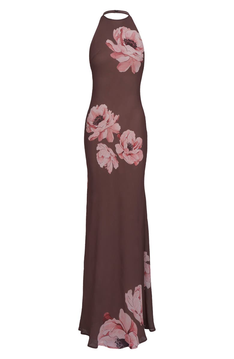 SAU LEE Gwyneth Floral Print Dress, Alternate, color, Mocha Multi
