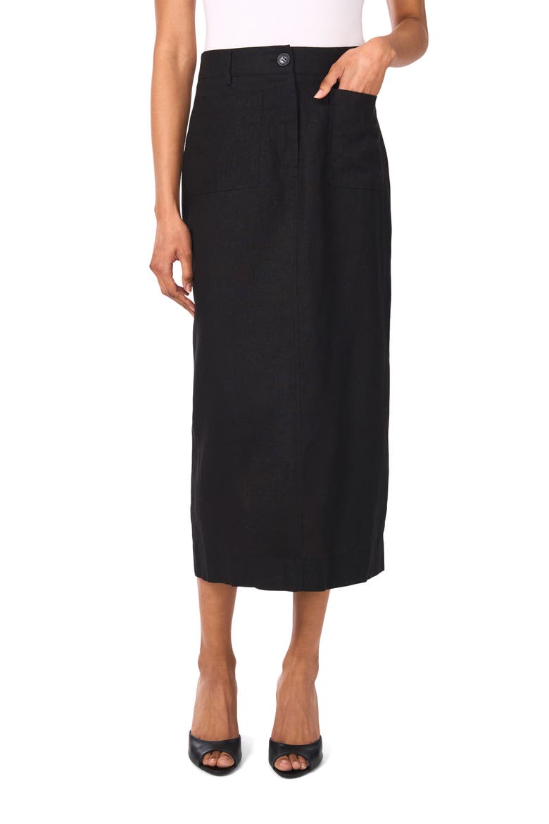 Patch Pocket Midi Skirt, Main, color, RICH BLACK