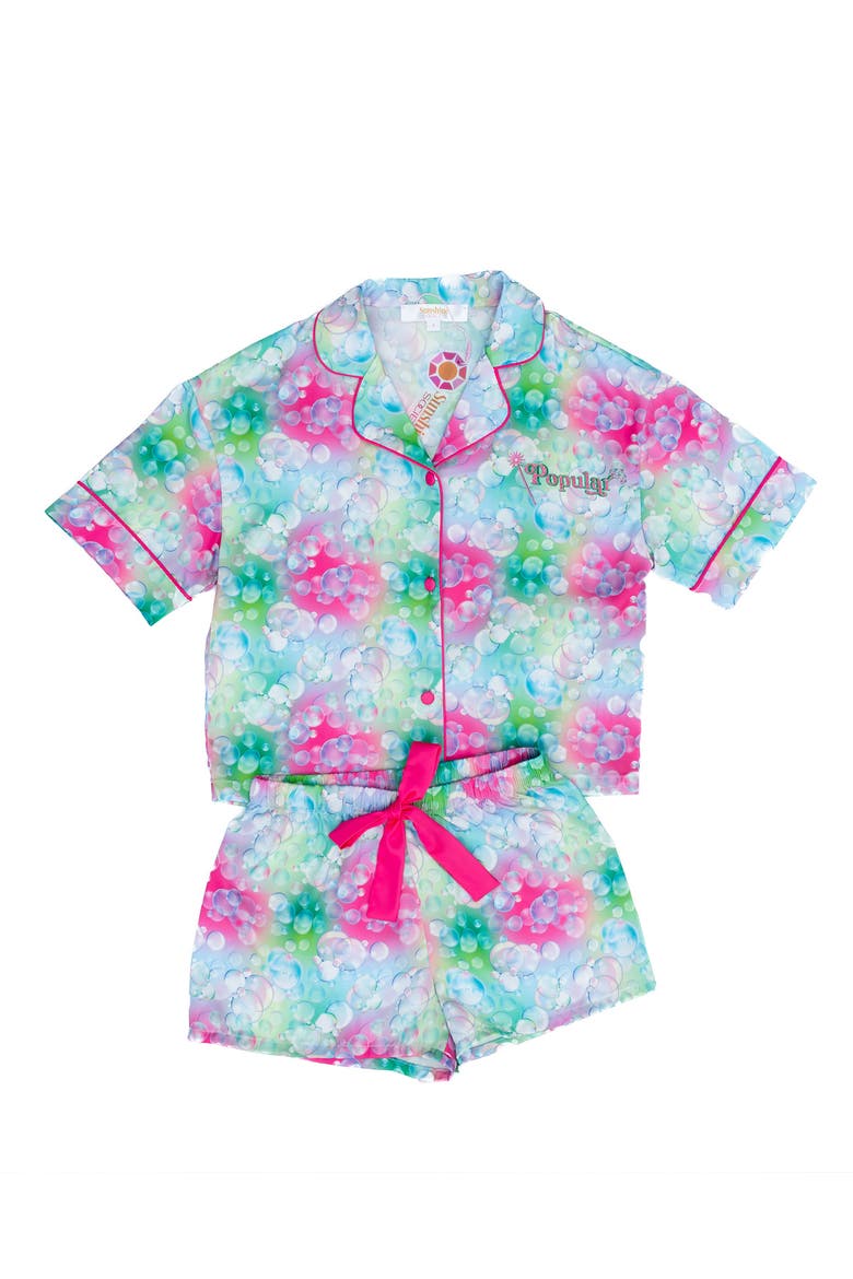 Girls' Popular Silky Short Sleeve Shorts Set - Little Kid, Big Kid, Main, color, Multicolor