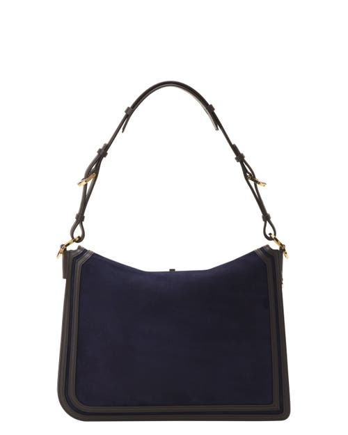Lanvin Compagnon Asymmetrical Bag In Suede In Blue