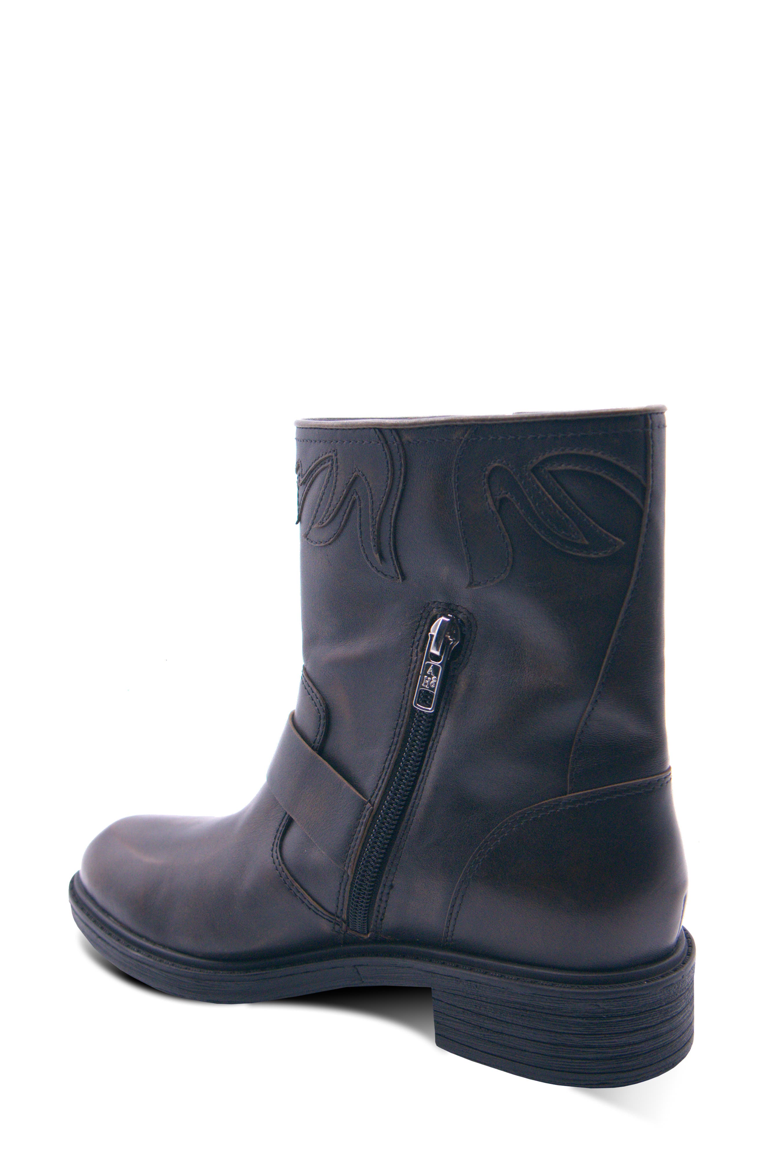 Fannei Western Leather Bootie, Alternate, color, BLACK DISTRESSED LEATHER