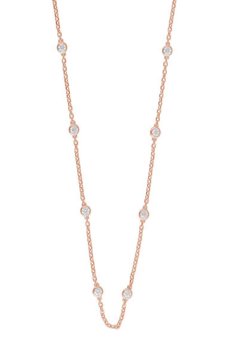 14K Rose Gold Near Colorless Lab Grown Station Chain Diamond Necklace, Alternate, color, PINK