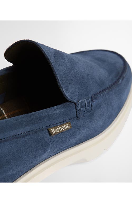 Barbour Carty Moc Toe Loafer In Shark Blue Suede