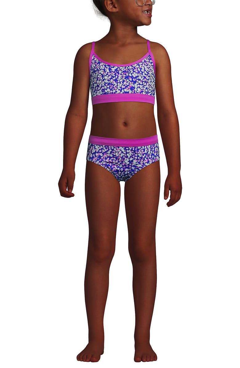 Lands' End Big Girls 3 Piece UPF 50 Sun Protection Rash Guard Set, Main, color, Electric Blue Mosaic Dot