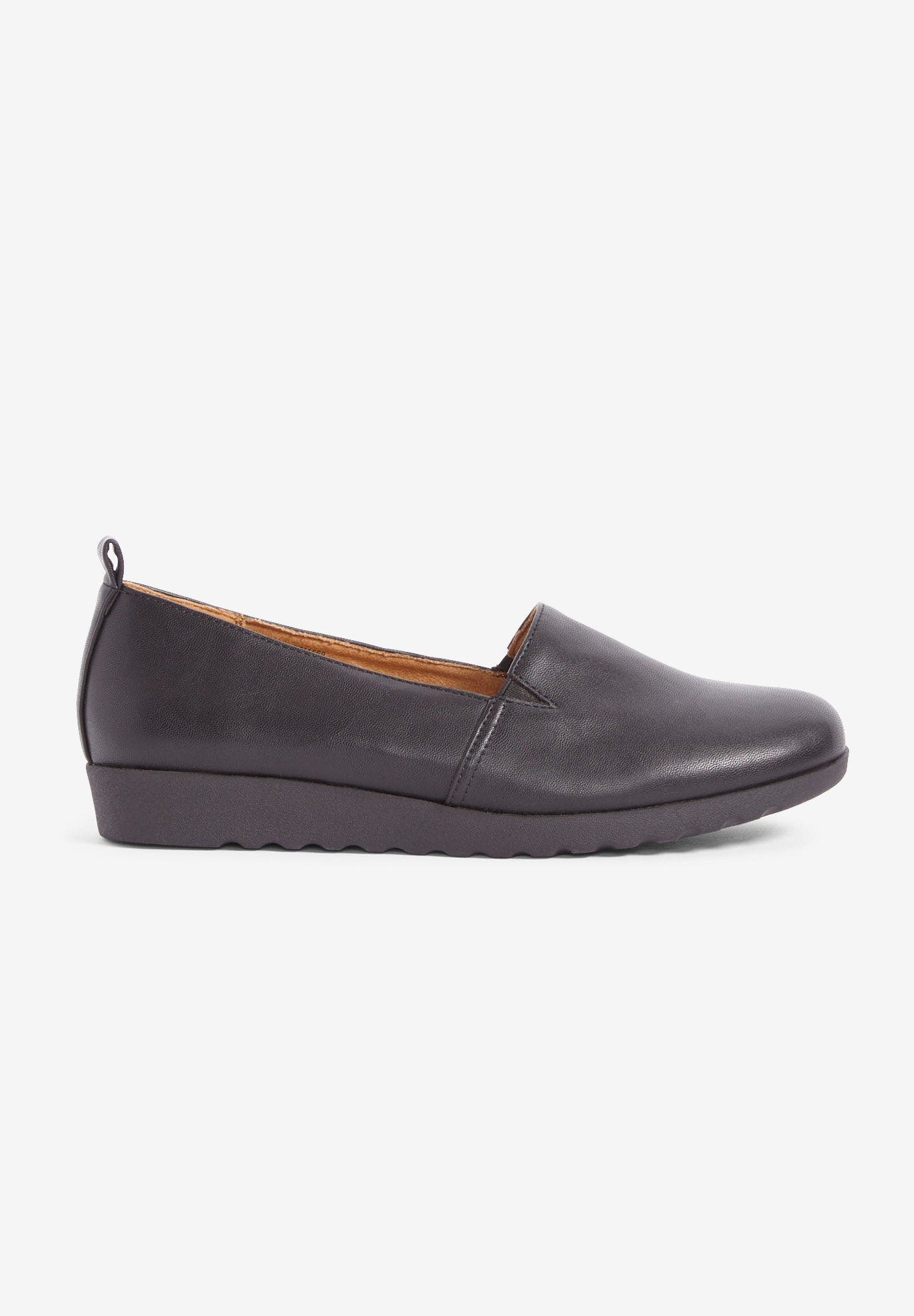 The June Leather Like Slip On Flat, Alternate, color, BLACK