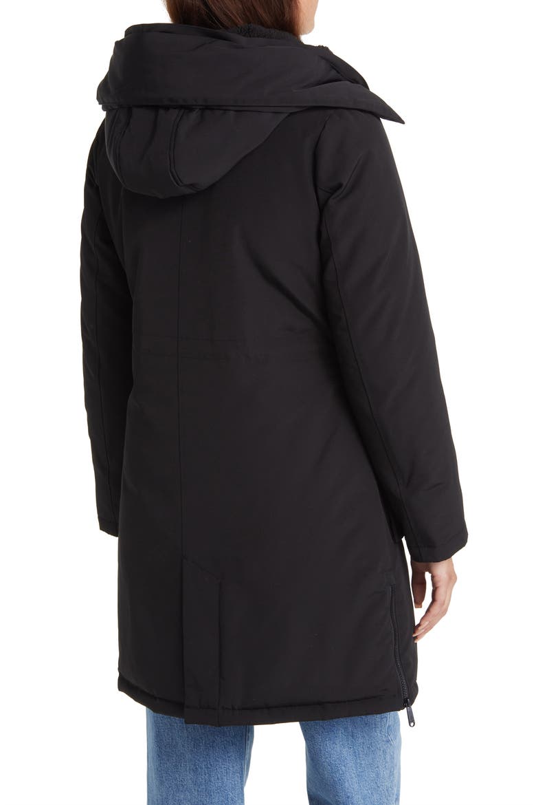 Faux Fur Trim Parka, Alternate, color, BLACK