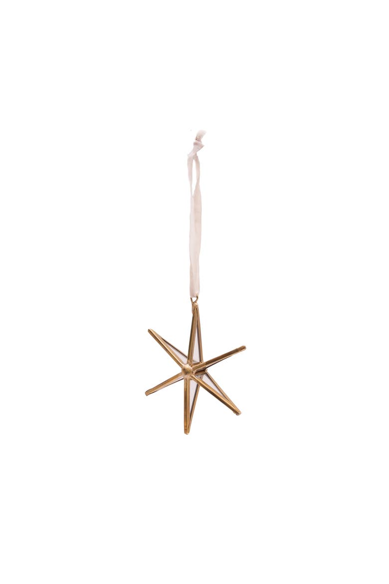 Star Glass Brass Pieced Christmas Tree Ornament, Main, color, Gold