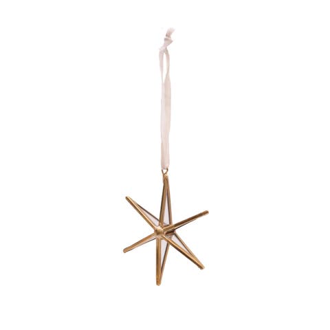 Star Glass Brass Pieced Christmas Tree Ornament